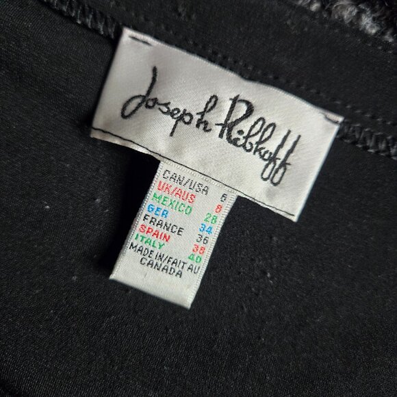 Vintage Joseph Ribkoff Drop Waist Short Dress Size 6 Black Gray Knit Beaded Bow - Picture 11 of 11